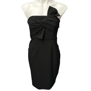 NWT Chelsea28 Strapless Black Bow Cocktail Formal Dress - Size 6 Petite 6P